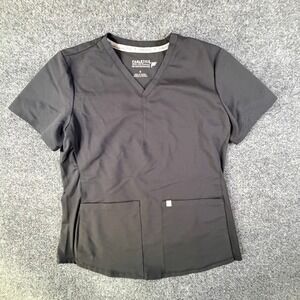 Fabletics Method 2 Pocket Scrub Top Womens Small Black Slim Fit V Neck Medical